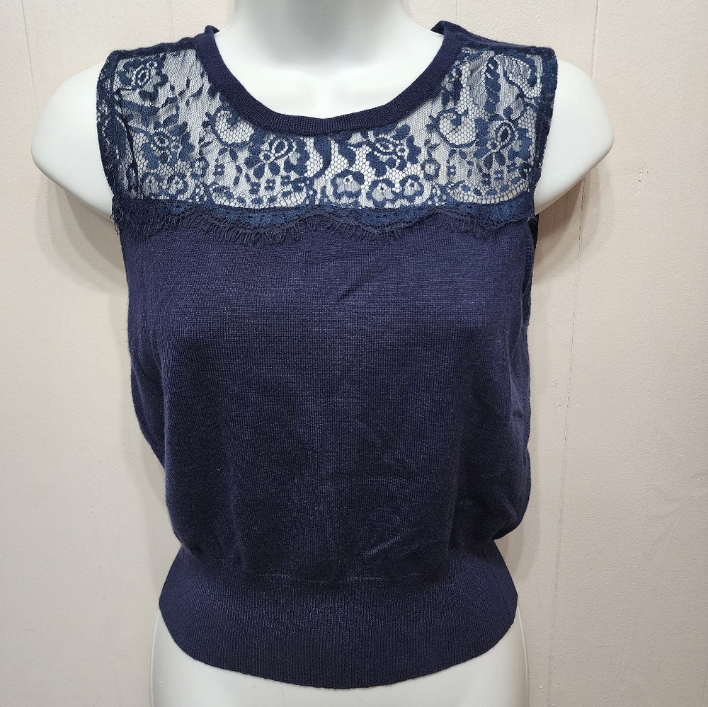 NWT Cato Sleevekess Sweater XS Navy‎ Casual Lace Office B755